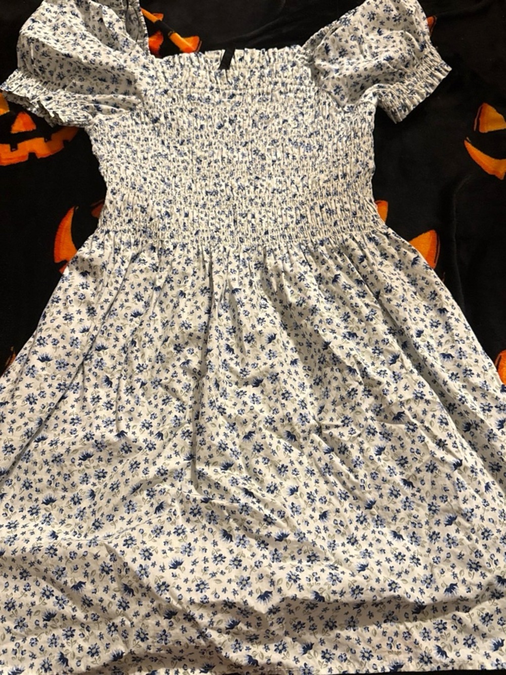 H&M White Dress with Blue Floral Print